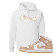 Air Jordan 1 Mid Tan Leather Hoodie | Chiraq, White