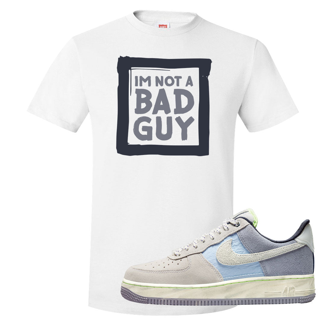 Womens Mountain White Blue AF 1s T Shirt | I'm Not A Bad Guy, White