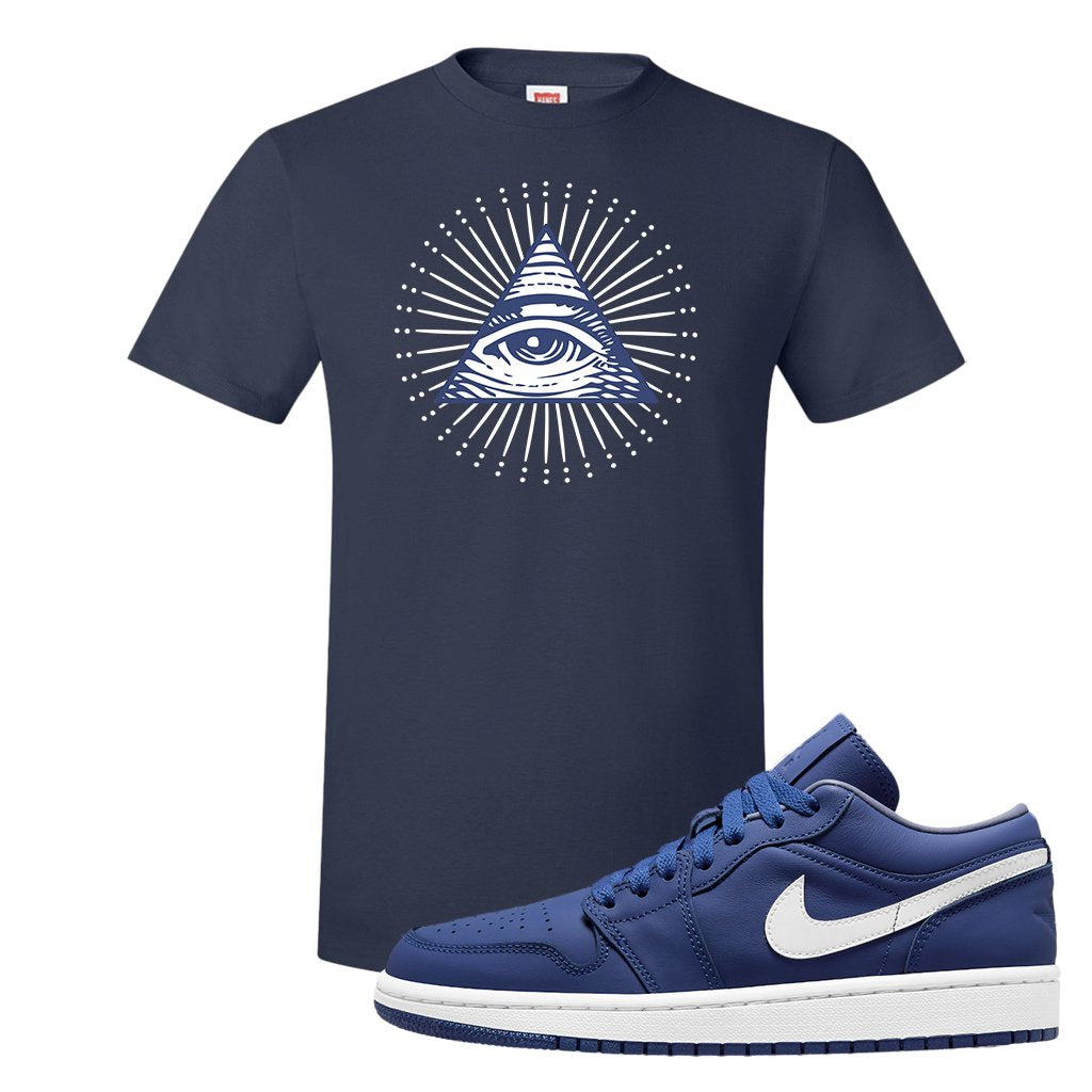 WMNS Dusty Blue Low 1s T Shirt | All Seeing Eye, Navy