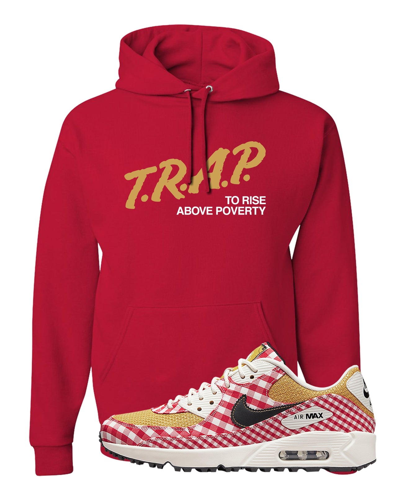 Picnic Golf 90s Hoodie | Trap To Rise Above Poverty, Red