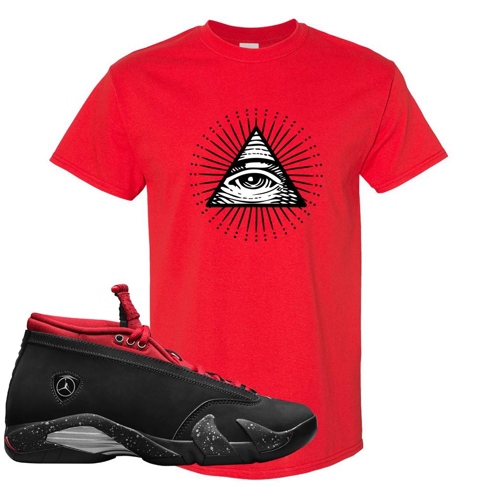 Red Lipstick Low 14s T Shirt | All Seeing Eye, Red
