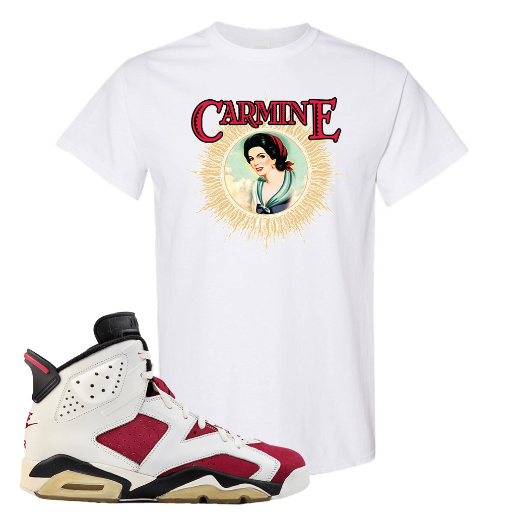 Jordan Jordan 6 Carmine Sneaker White T Shirt | Tees to match Nike Air Jordan 6 Carmine Shoes | Carmine Sauce