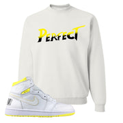 Air Jordan 1 First Class Flight Street Fight Perfect White Sneaker Matching Crewneck Sweatshirt