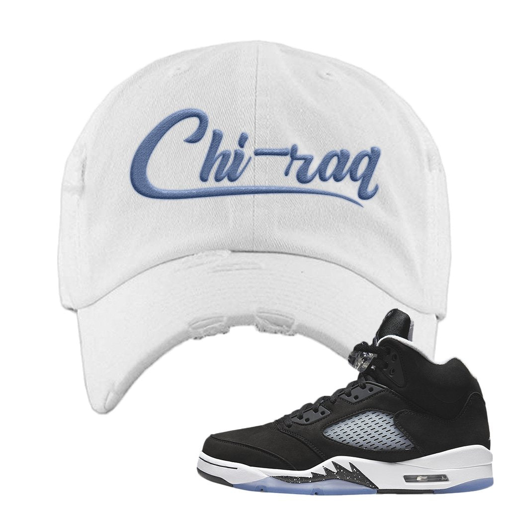 Oreo Moonlight 5s Distressed Dad Hat | Chiraq, White