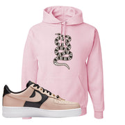 Air Force 1 Low Bling Tan Leather Hoodie | Coiled Snake, Light Pink