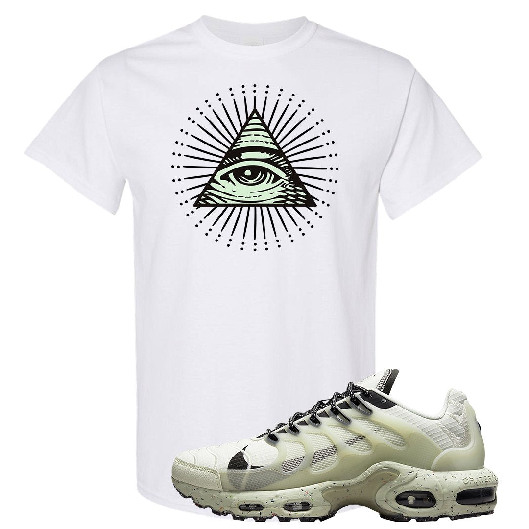 Terrascape Light Bone Pluses T Shirt | All Seeing Eye, White