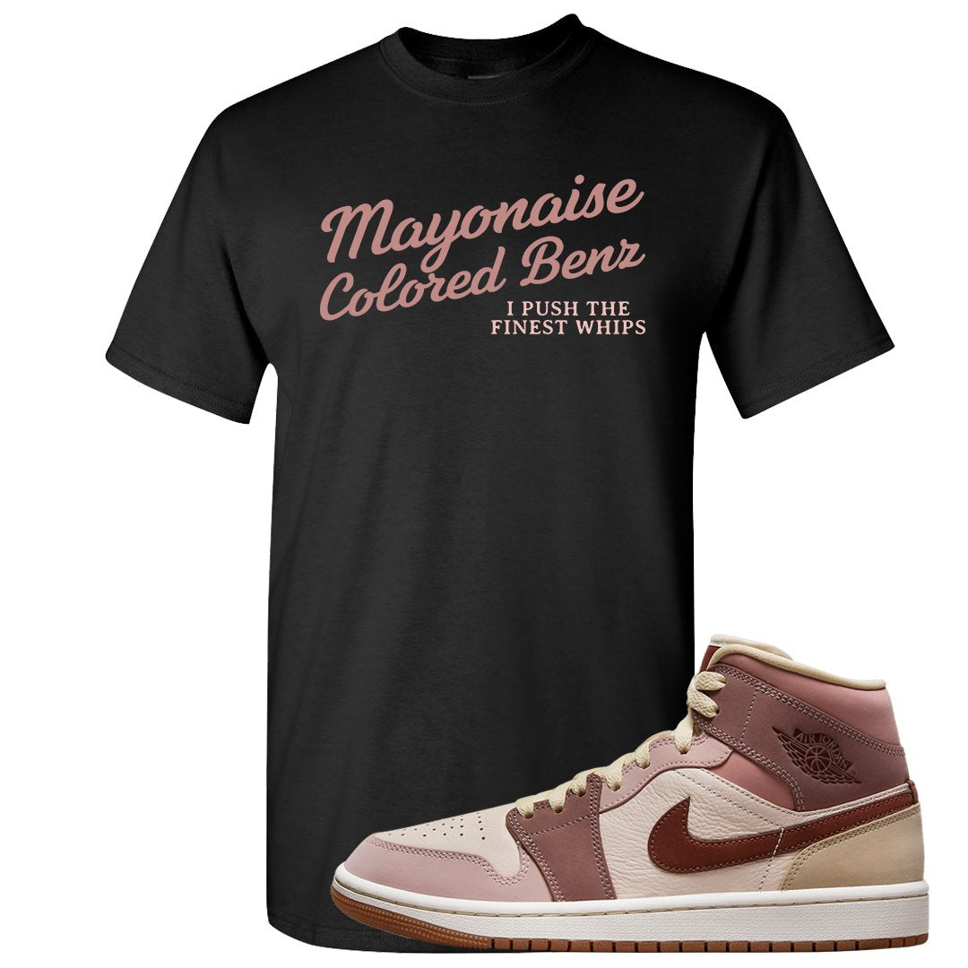 Pink Sand Mauve Mid 1s T Shirt | Mayonaise Colored Benz, Black