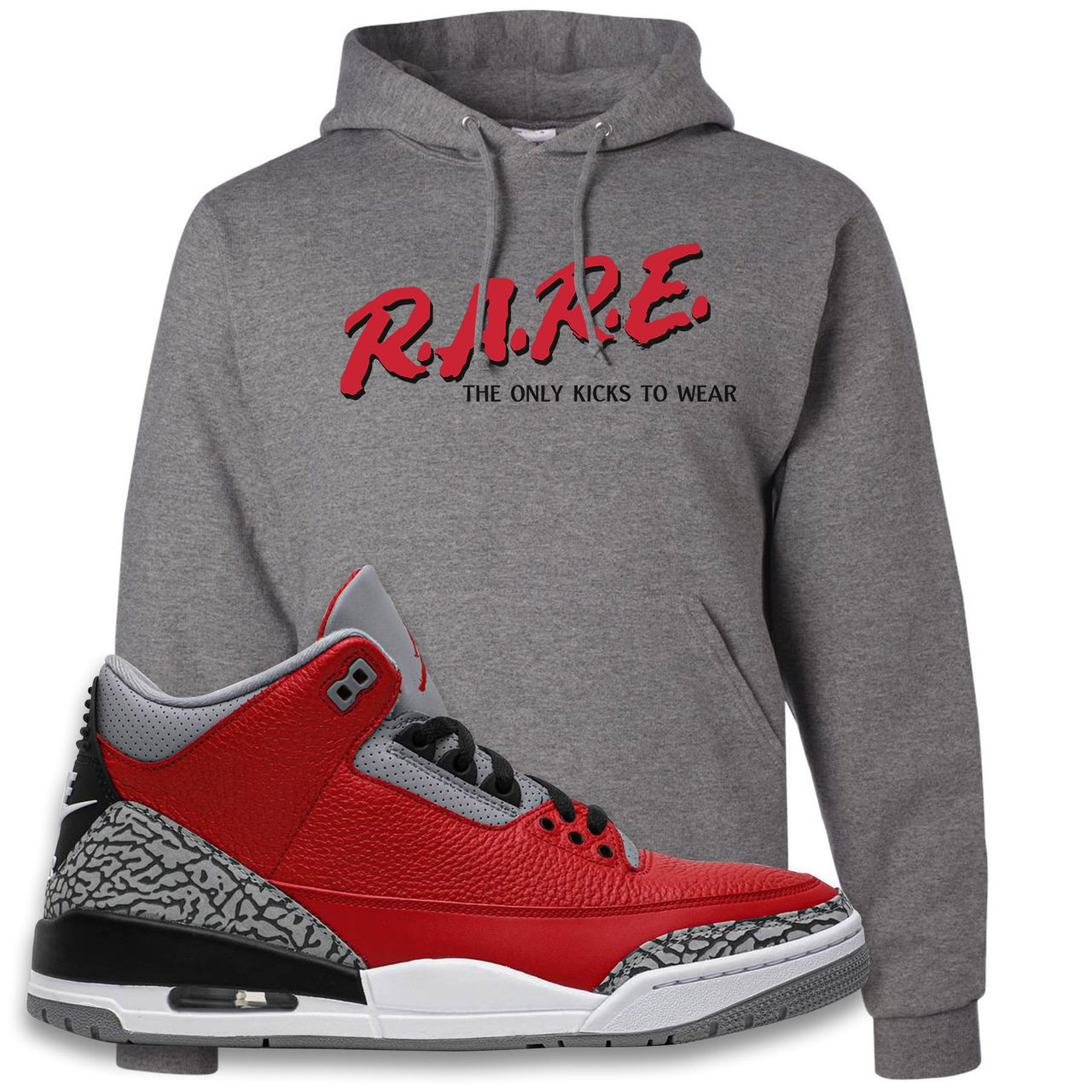 Jordan 3 Red Cement Chicago All-Star Sneaker Oxford Pullover Hoodie | Hoodie to match Jordan 3 All Star Red Cement Shoes | Rare