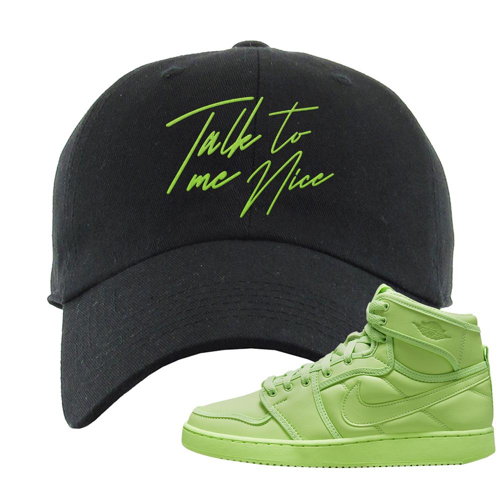 Neon Green KO 1s Dad Hat | Talk To Me Nice, Black