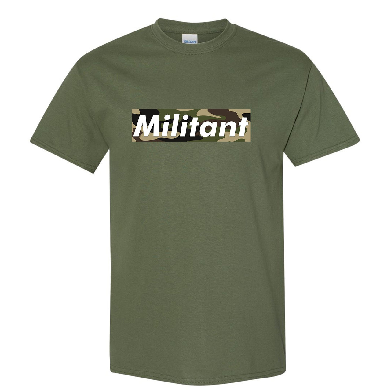 Woodland Camo 10s T Shirt | Militant Camo Box Logo, Military Green