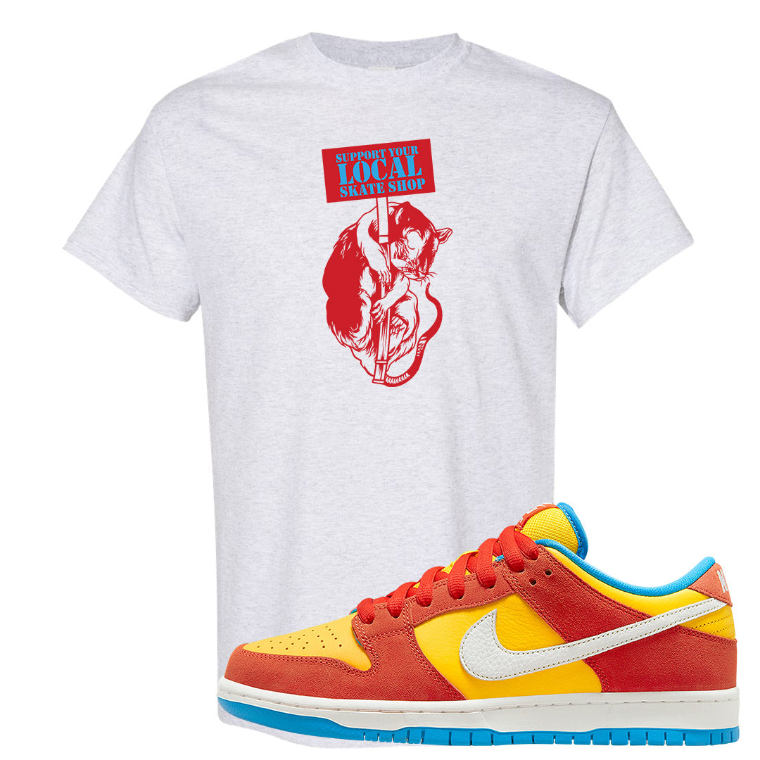 Habanero Red Gold Blue Low Dunks T Shirt | Support Your Local Skate Shop, Ash