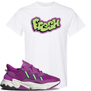 Ozweego Vivid Pink Sneaker White T Shirt | Tees to match Adidas Ozweego Vivid Pink Shoes | Fresh