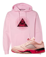 Arctic Pink Low 5s Hoodie | All Seeing Eye, Light Pink