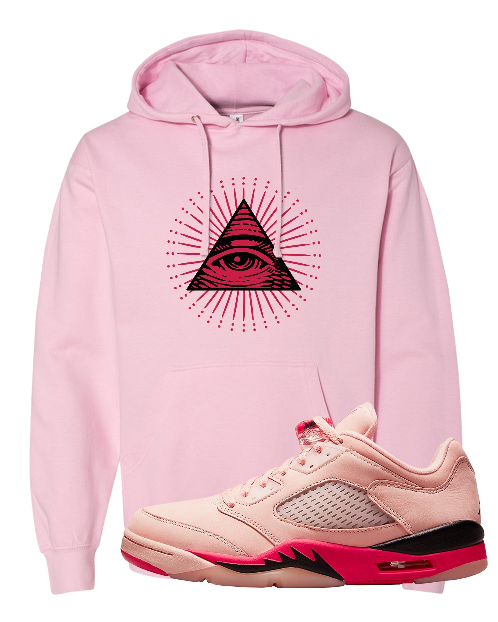 Arctic Pink Low 5s Hoodie | All Seeing Eye, Light Pink