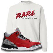 Chicago Exclusive Jordan 3 Red Cement Sneaker White Crewneck Sweatshirt | Crewneck to match Jordan 3 All Star Red Cement Shoes | Rare