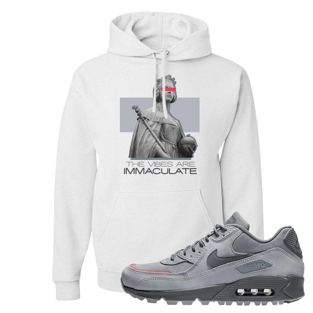 Wolf Grey Surplus 90s Hoodie | The Vibes Are Immaculate, White