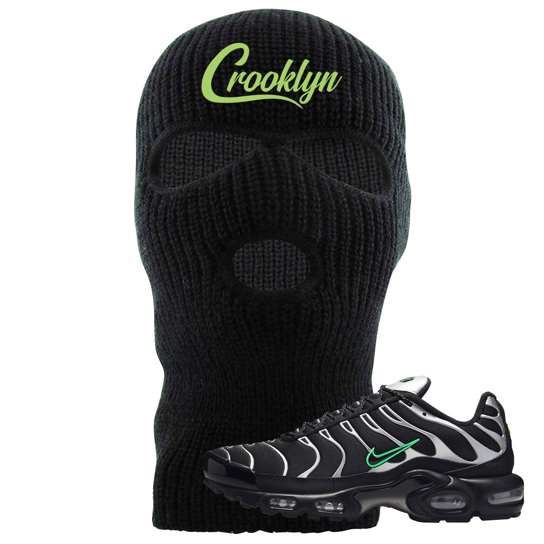 Neon Green Black Grey Pluses Ski Mask | Crooklyn, Black