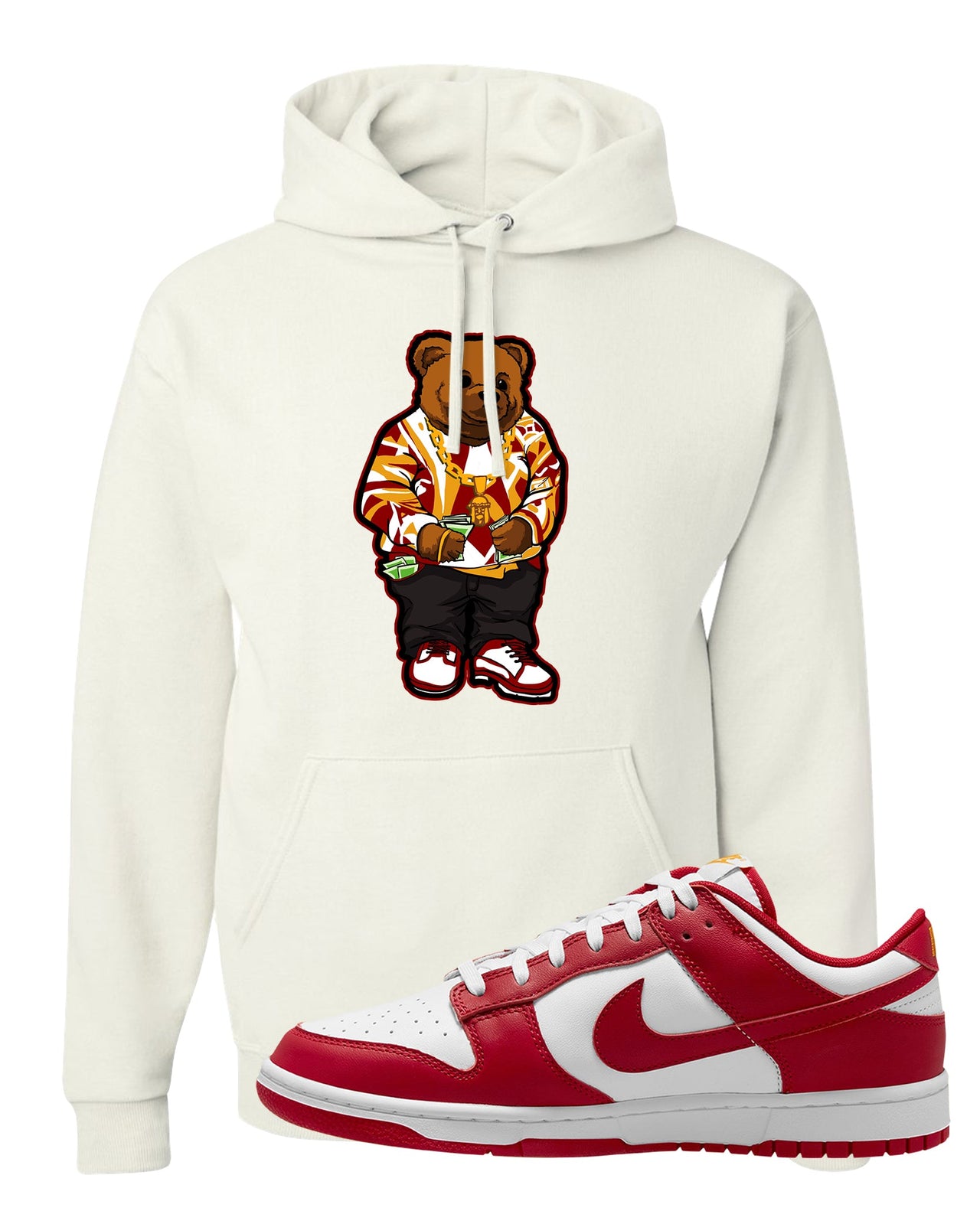 Red White Yellow Low Dunks Hoodie | Sweater Bear, White