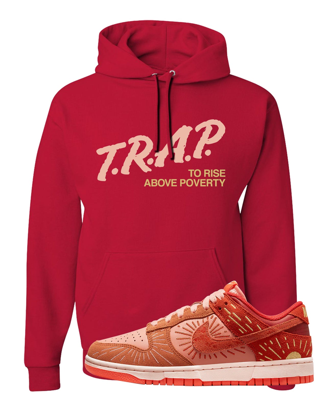 Solstice Low Dunks Hoodie | Trap To Rise Above Poverty, Red