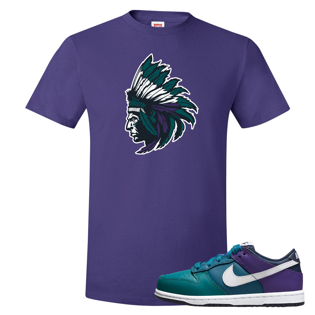 Teal Purple Low Dunks T Shirt | Indian Chief, Purple