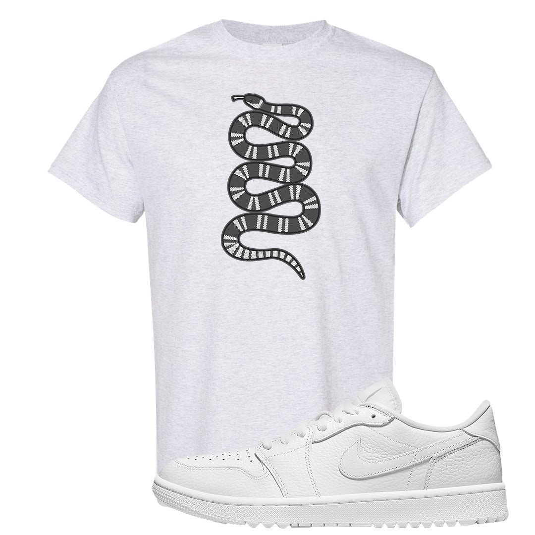 Triple White Golf Low 1s T Shirt | Coiled Snake, Ash