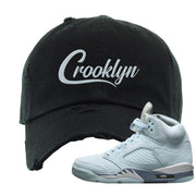 Blue Bird 5s Distressed Dad Hat | Crooklyn, Black