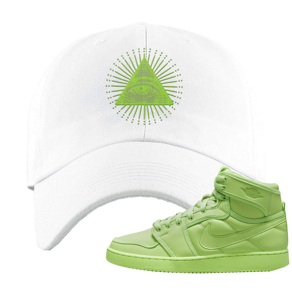 Neon Green KO 1s Dad Hat | All Seeing Eye, White