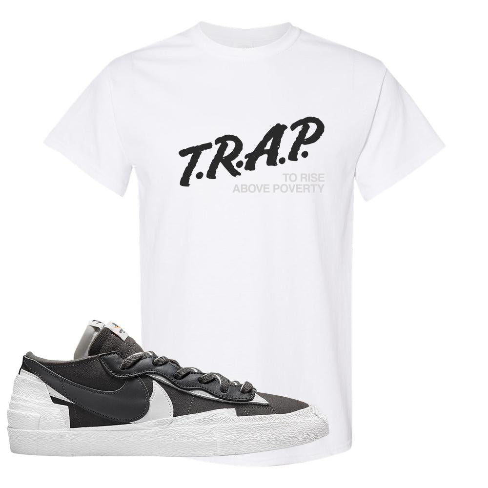 Iron Grey Low Blazers T Shirt | Trap To Rise Above Poverty, White