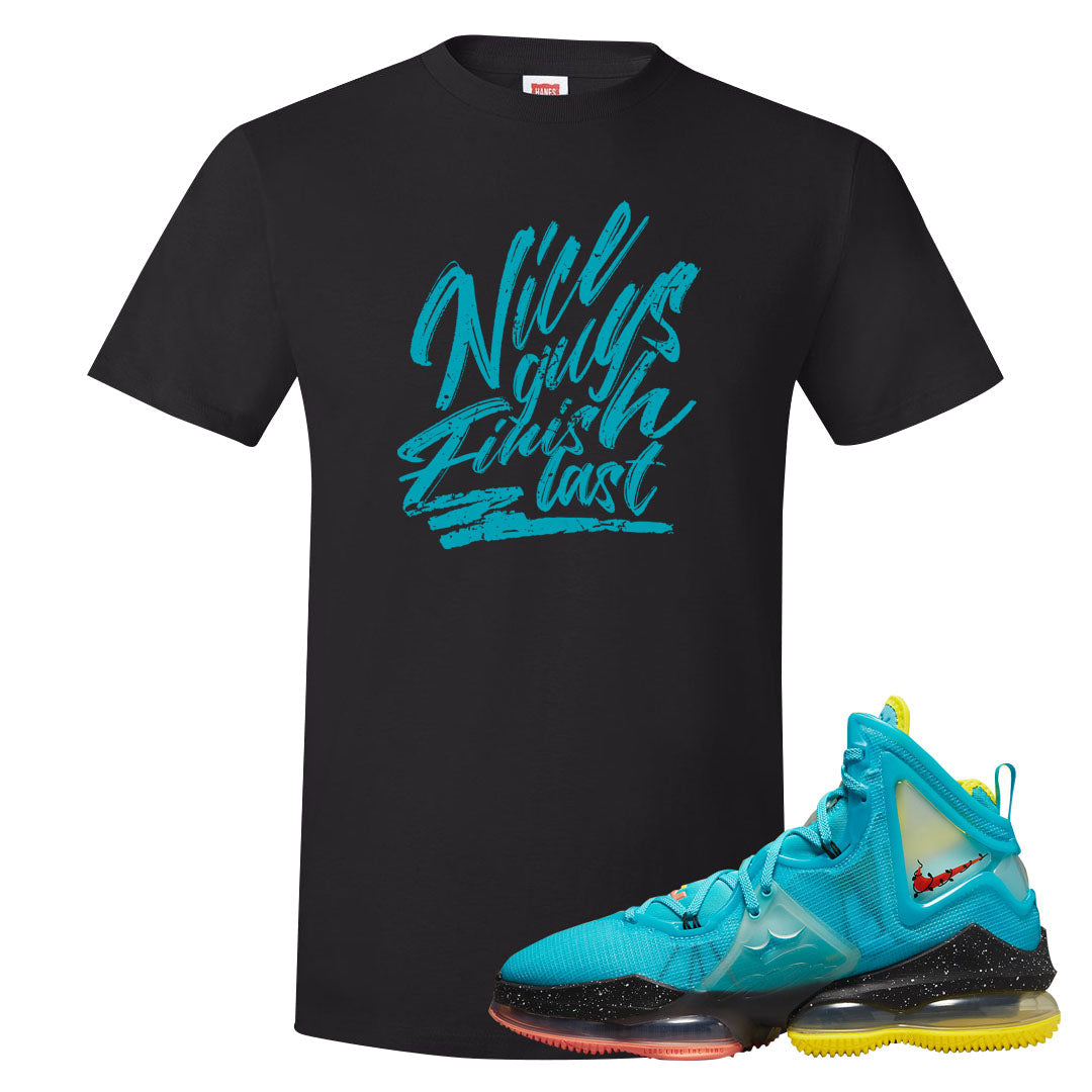 South Beach Christmas Bron 19s T Shirt | Nice Guys Finish Last, Black