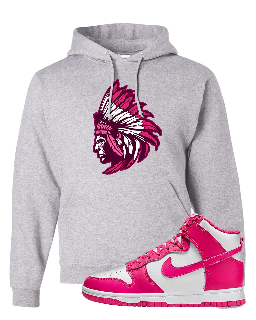 Pink Prime High Dunks Hoodie | Indian Chief, Ash