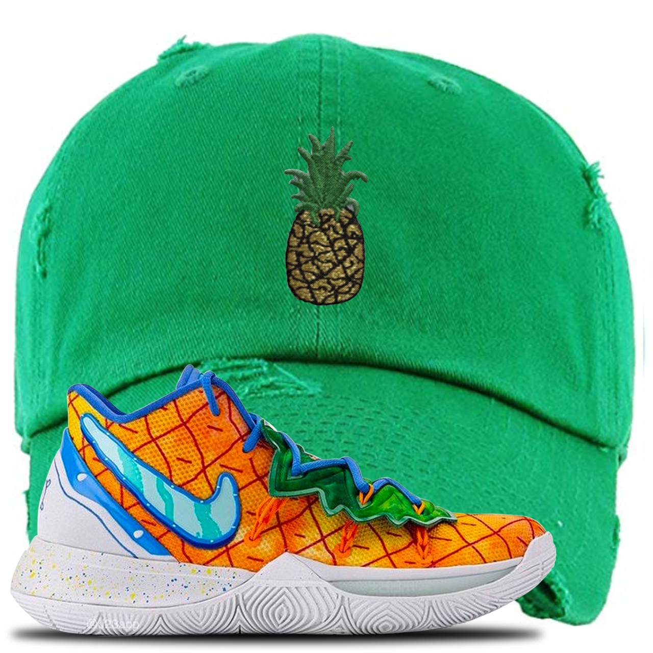 Kyrie 5 Pineapple House Pineapple Kelly Green Sneaker Hook Up Distressed Dad Hat
