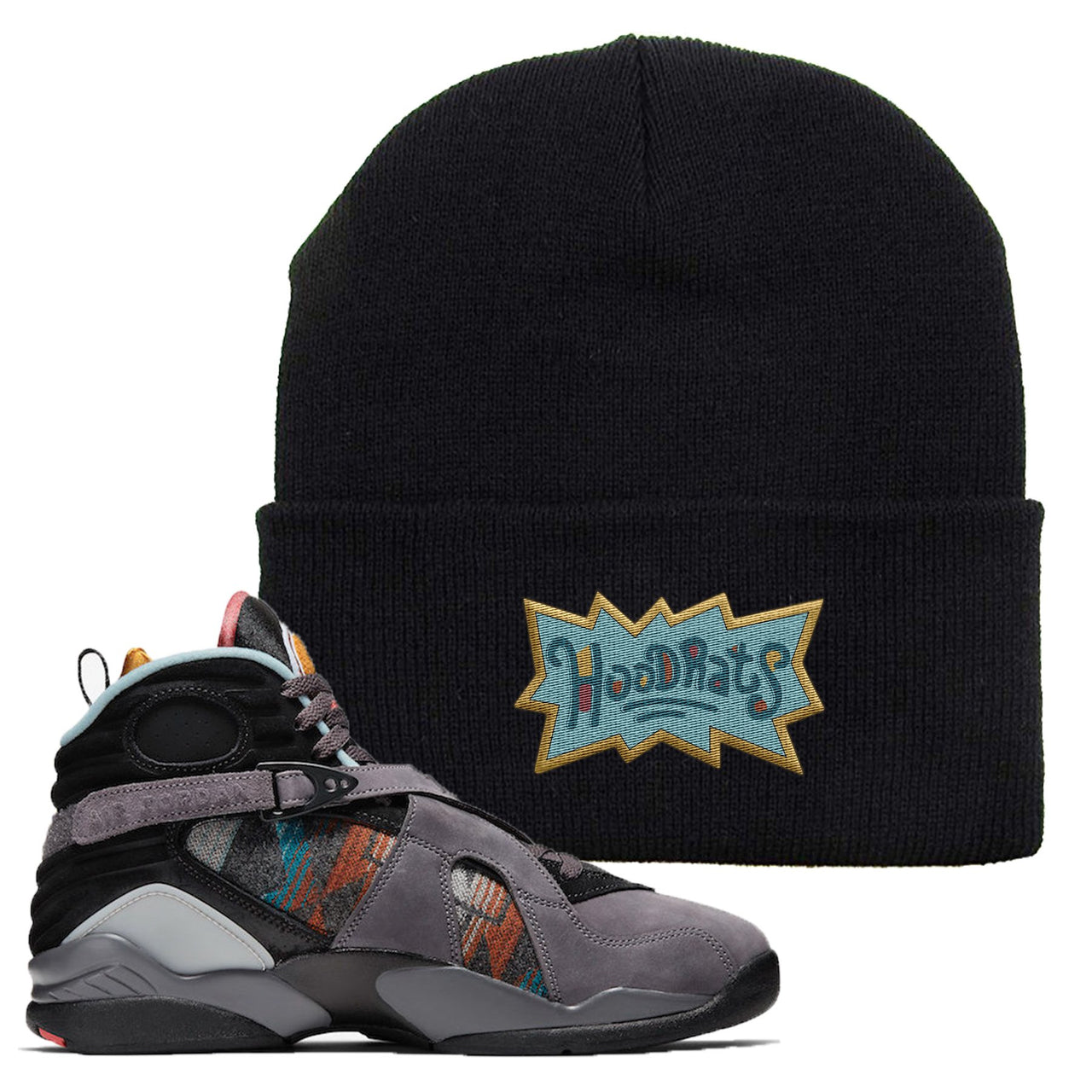 Jordan 8 N7 Pendleton Hood Rats Black Sneaker Hook Up Beanie