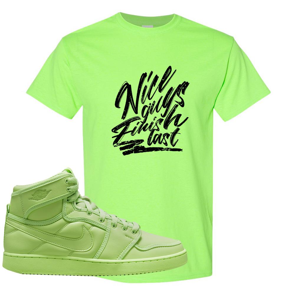 Neon Green KO 1s T Shirt | Nice Guys Finish Last, Neon Green