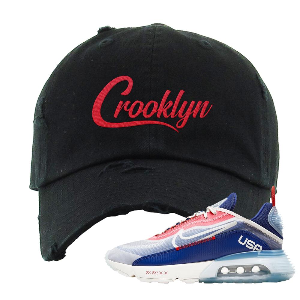 Team USA 2090s Distressed Dad Hat | Crooklyn, Black