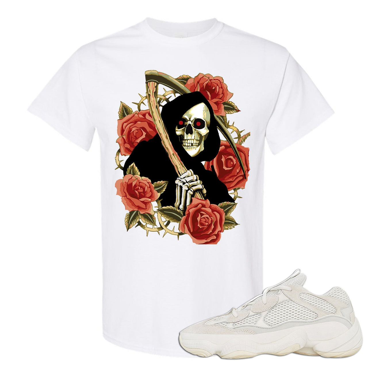Bone White 500s T Shirt | Grim Reaper, White
