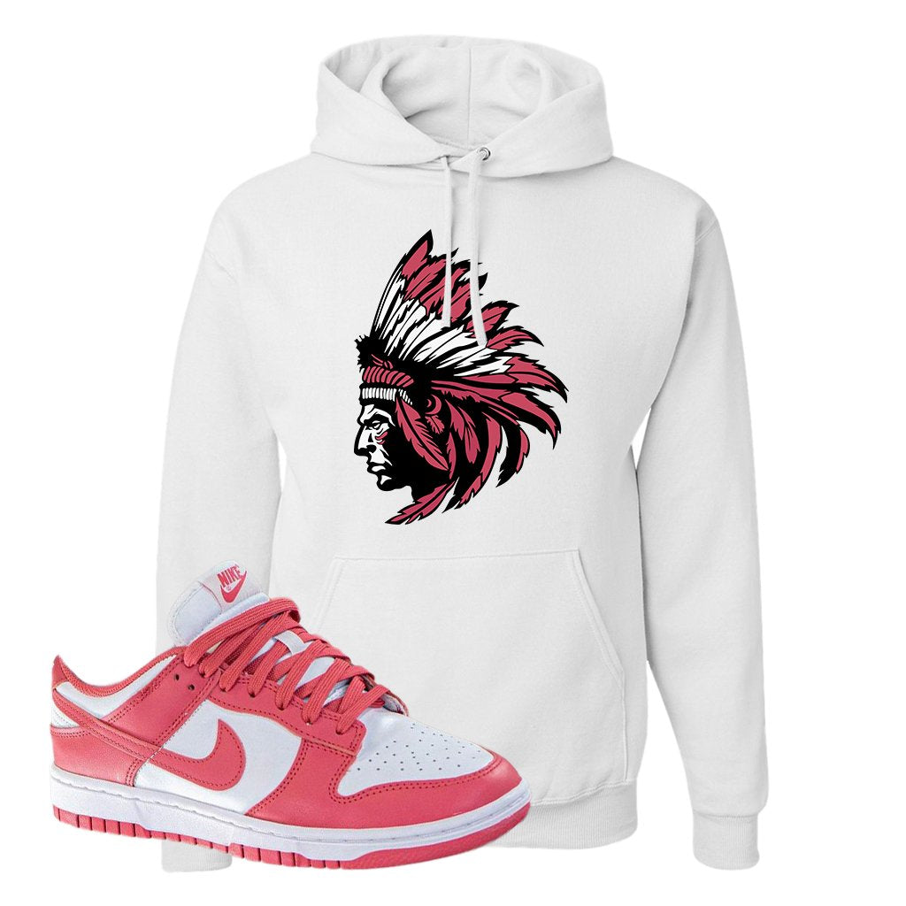 Archeo Pink Low Dunks Hoodie | Indian Chief, White