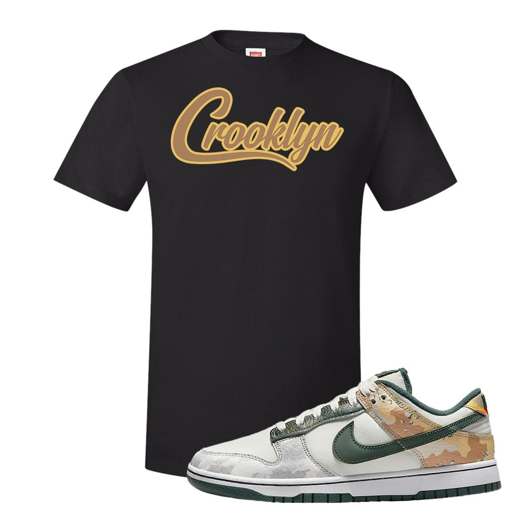 Camo Low Dunks T Shirt | Crooklyn, Black