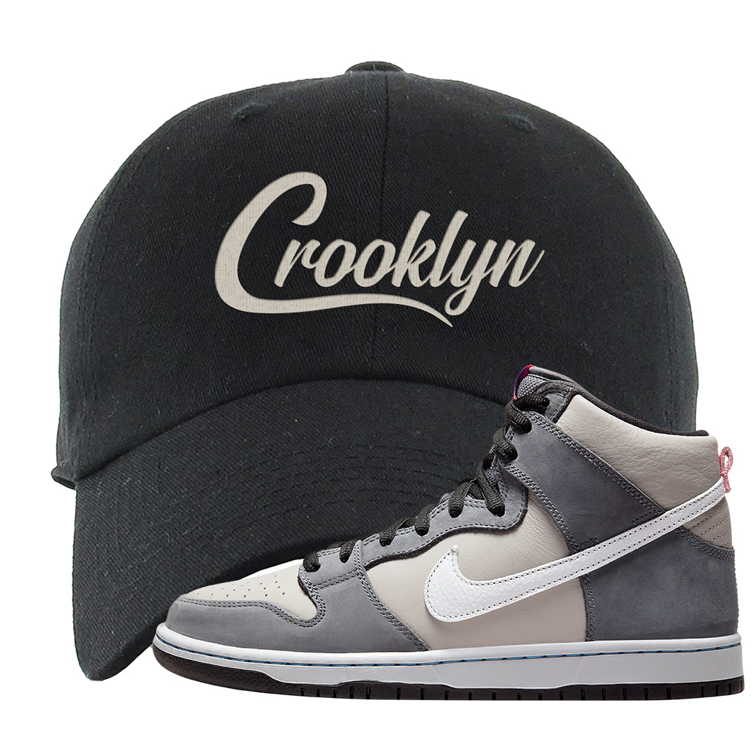 Medium Grey High Dunks Dad Hat | Crooklyn, Black