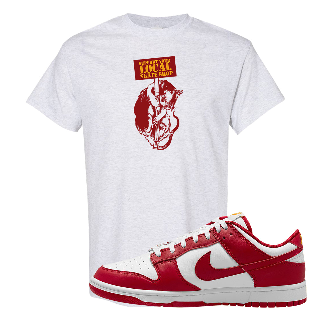Red White Yellow Low Dunks T Shirt | Support Your Local Skate Shop, Ash