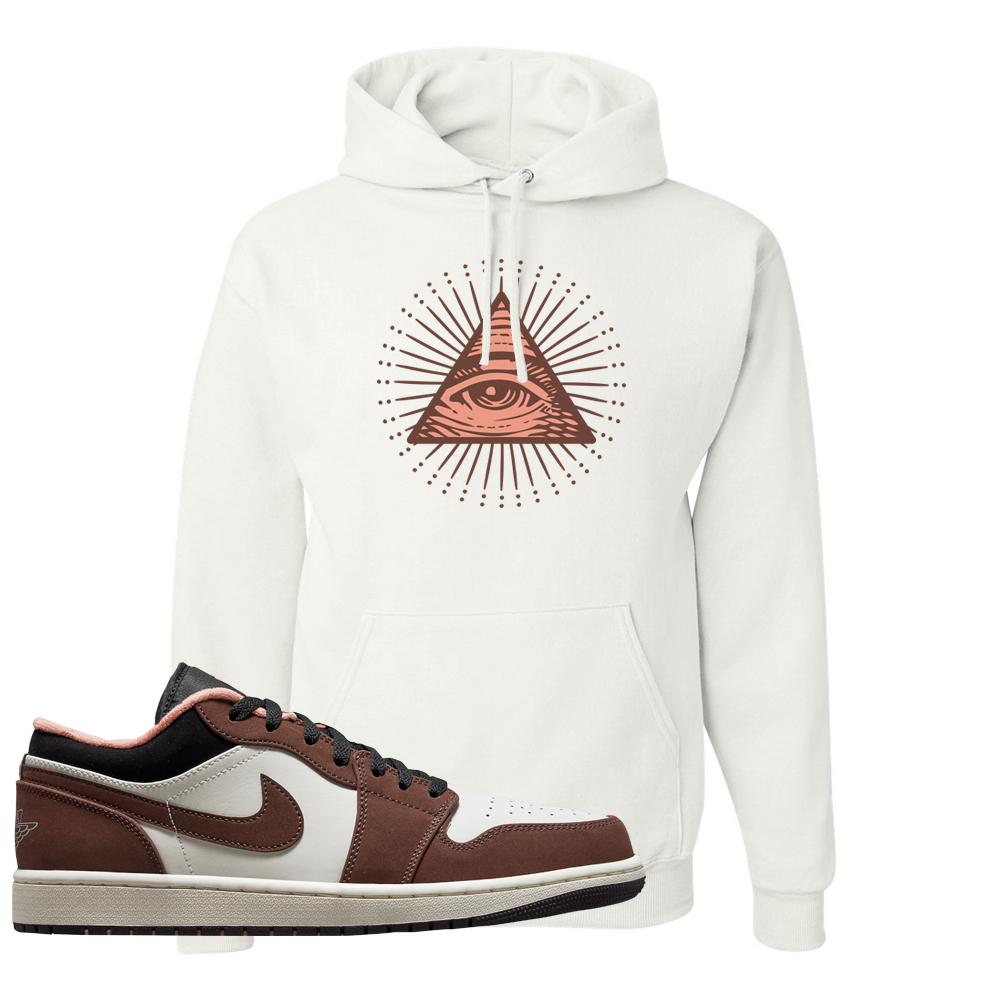 Mocha Low 1s Hoodie | All Seeing Eye, White