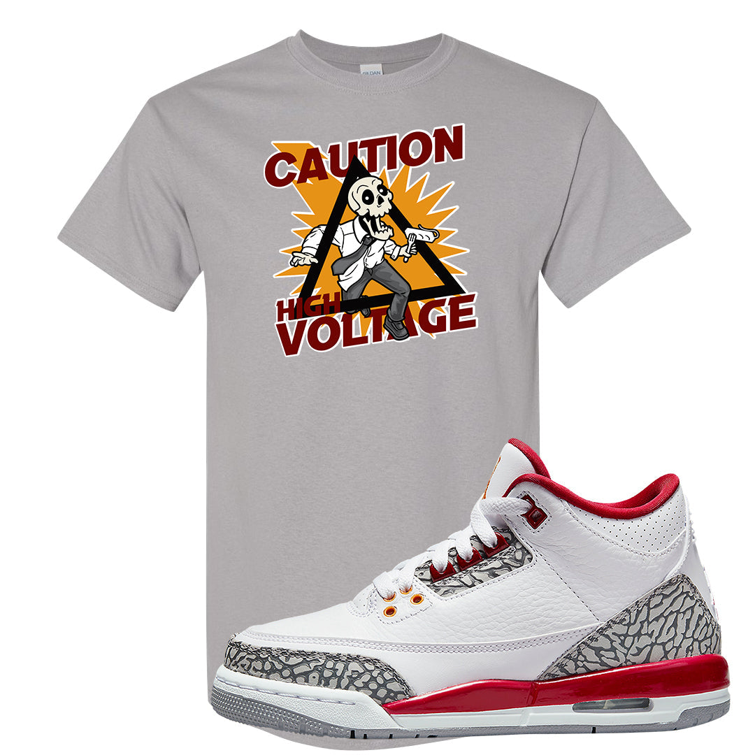 Cardinal Red 3s T Shirt | Caution High Voltage, Gravel