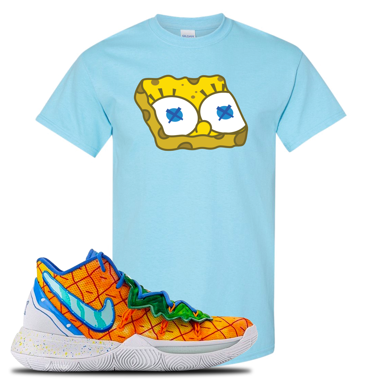 Kyrie 5 Pineapple House Sponge Head Sky Blue Sneaker Hook Up T-Shirt