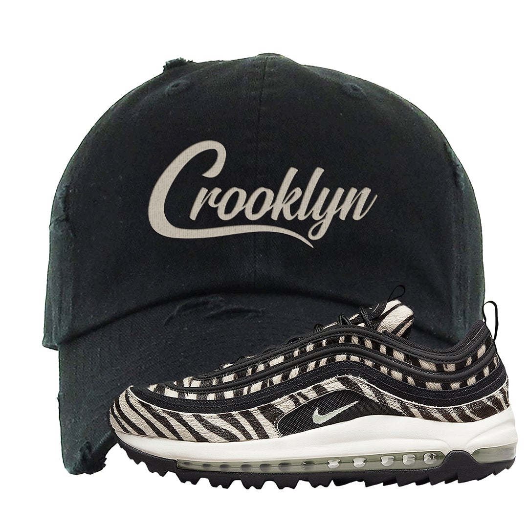 Zebra Golf 97s Distressed Dad Hat | Crooklyn, Black