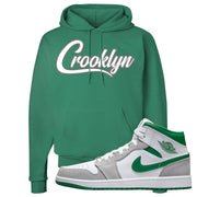 Light Smoke Pine Green Mid 1s Hoodie | Crooklyn, Kelly Green