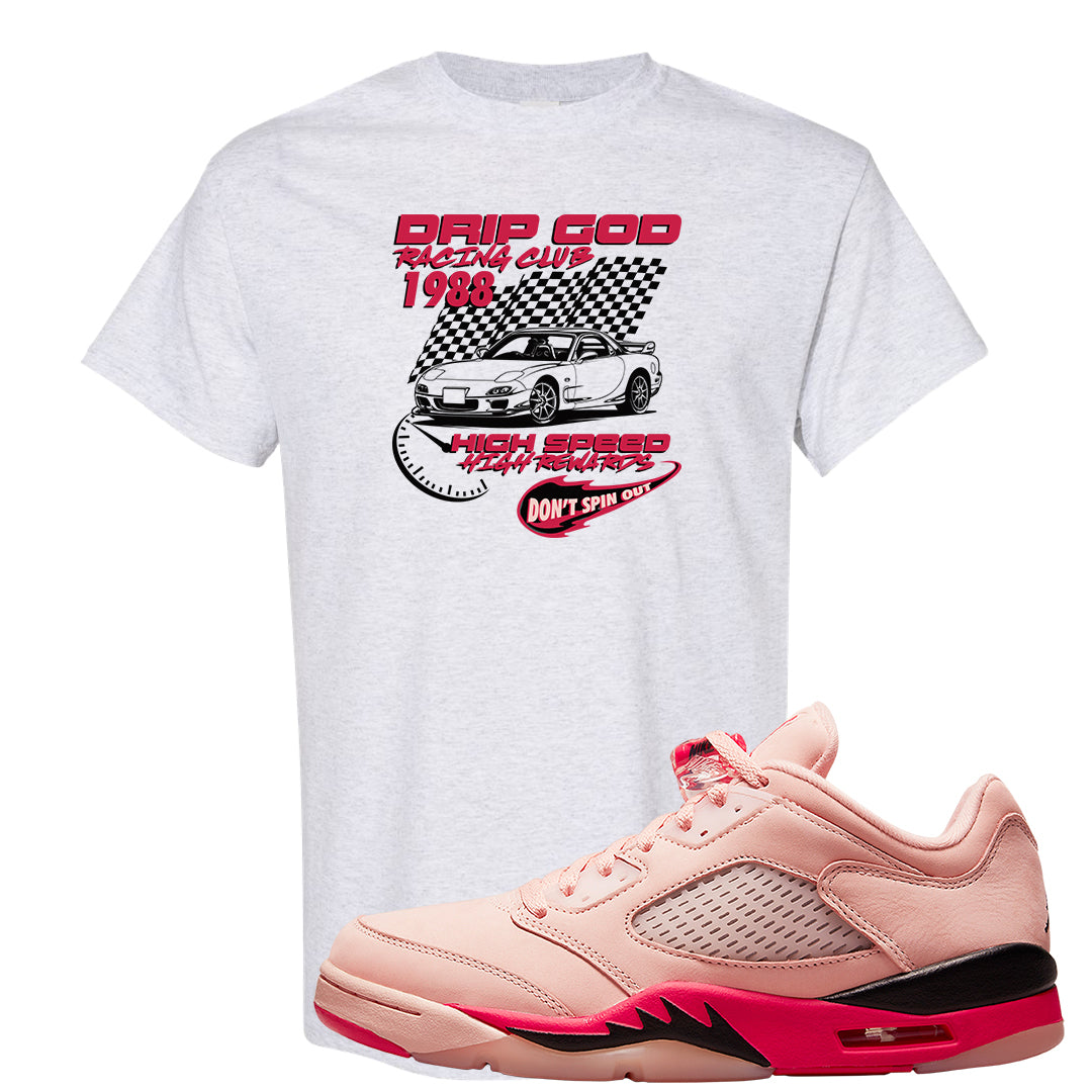 Arctic Pink Low 5s T Shirt | Drip God Racing Club, Ash