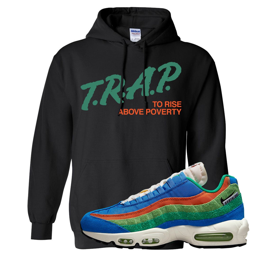Light Blue Green AMRC 95s Hoodie | Trap To Rise Above Poverty, Black