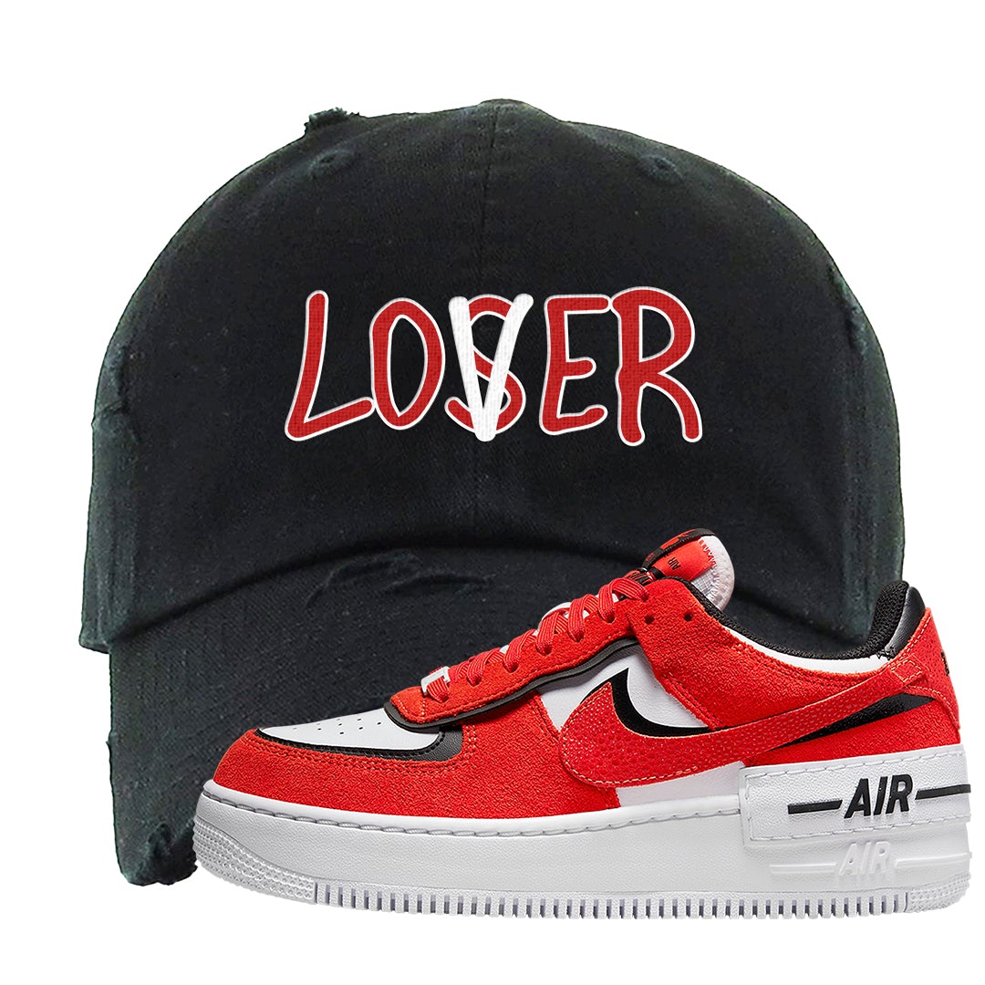 Shadow Chicago AF 1s Distressed Dad Hat | Lover, Black