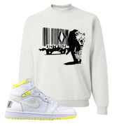 Air Jordan 1 First Class Flight Barcode Leopard White Sneaker Matching Crewneck Sweatshirt