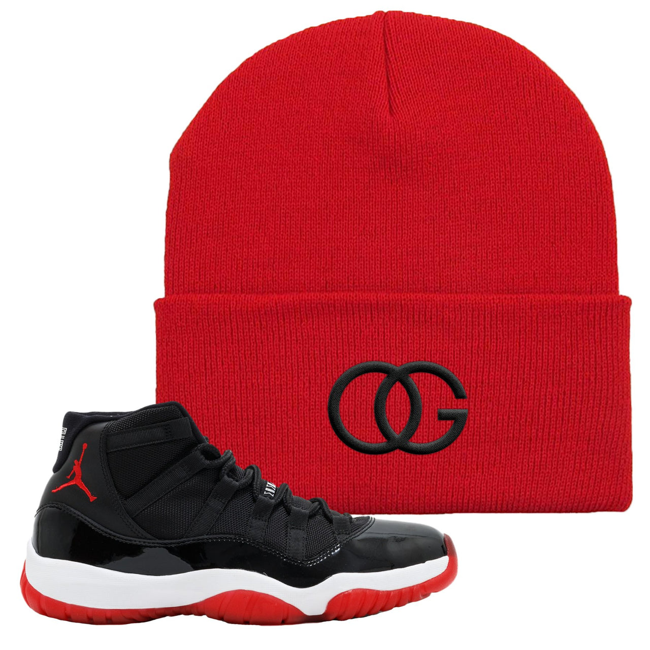 Jordan 11 Bred OG Red Sneaker Hook Up Beanie