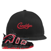 Air More Uptempo Laser Crimson Crooklyn Black Sneaker Hook Up Snapback Hat